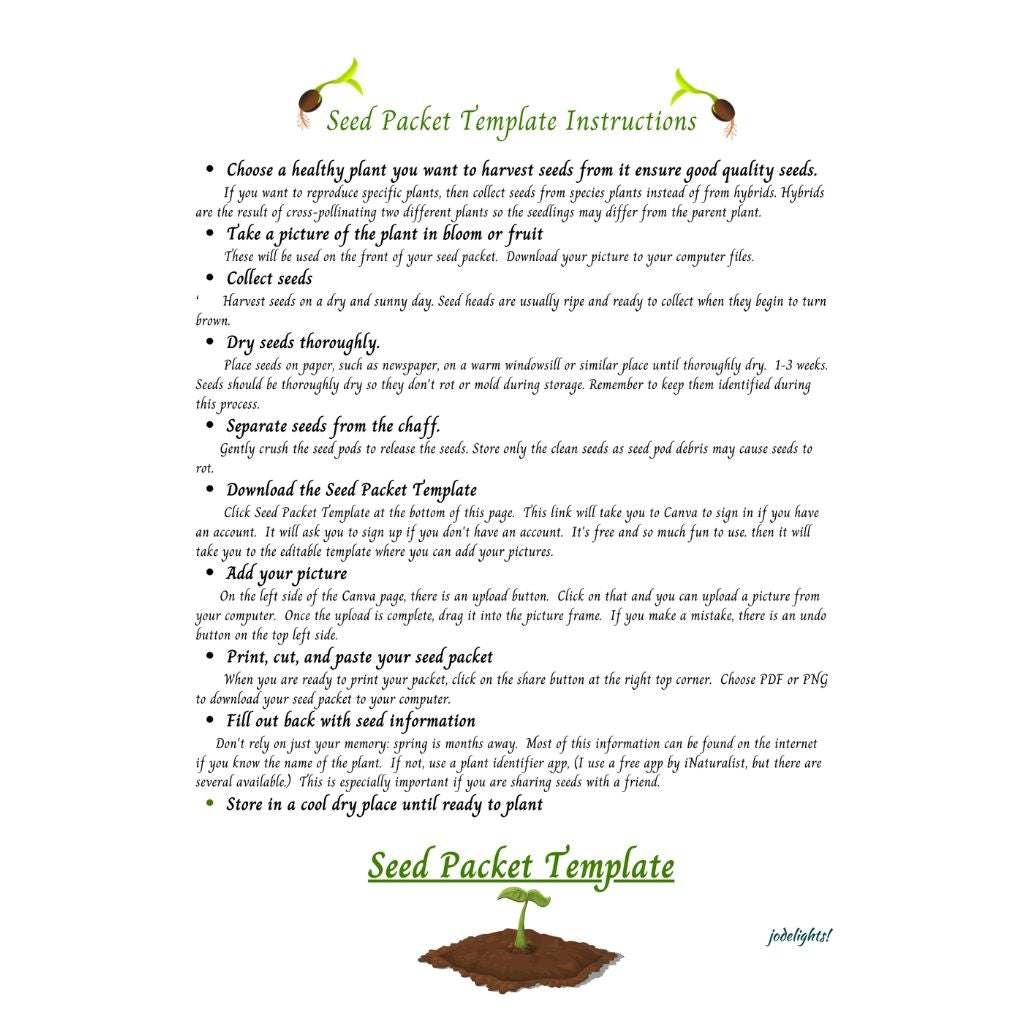 Seed Packet Canva Template