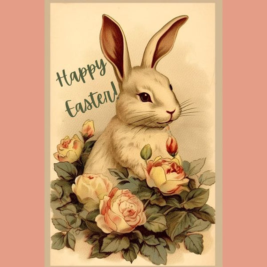 Vintage Easter card Rejoice The Lord is Risen Cross 