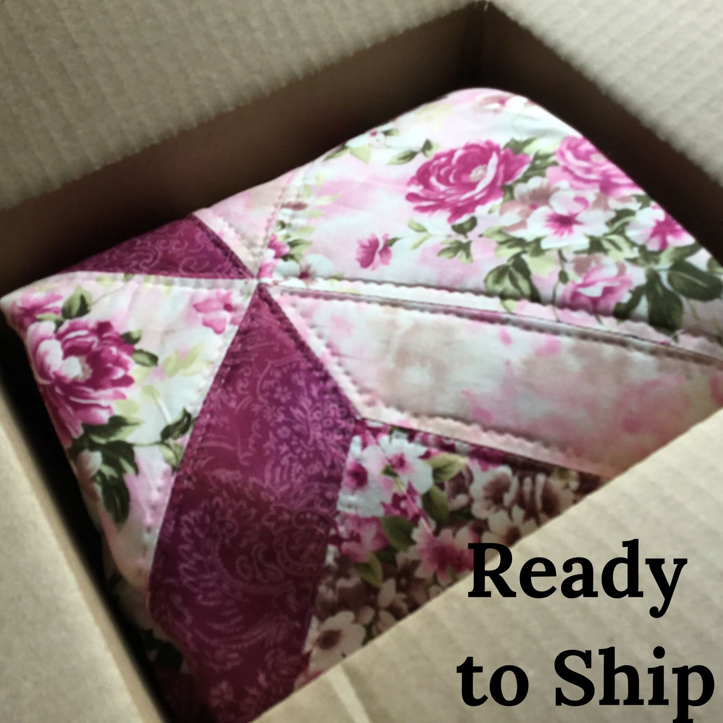 Pink Floral & Roses Lap Quilt/Throw