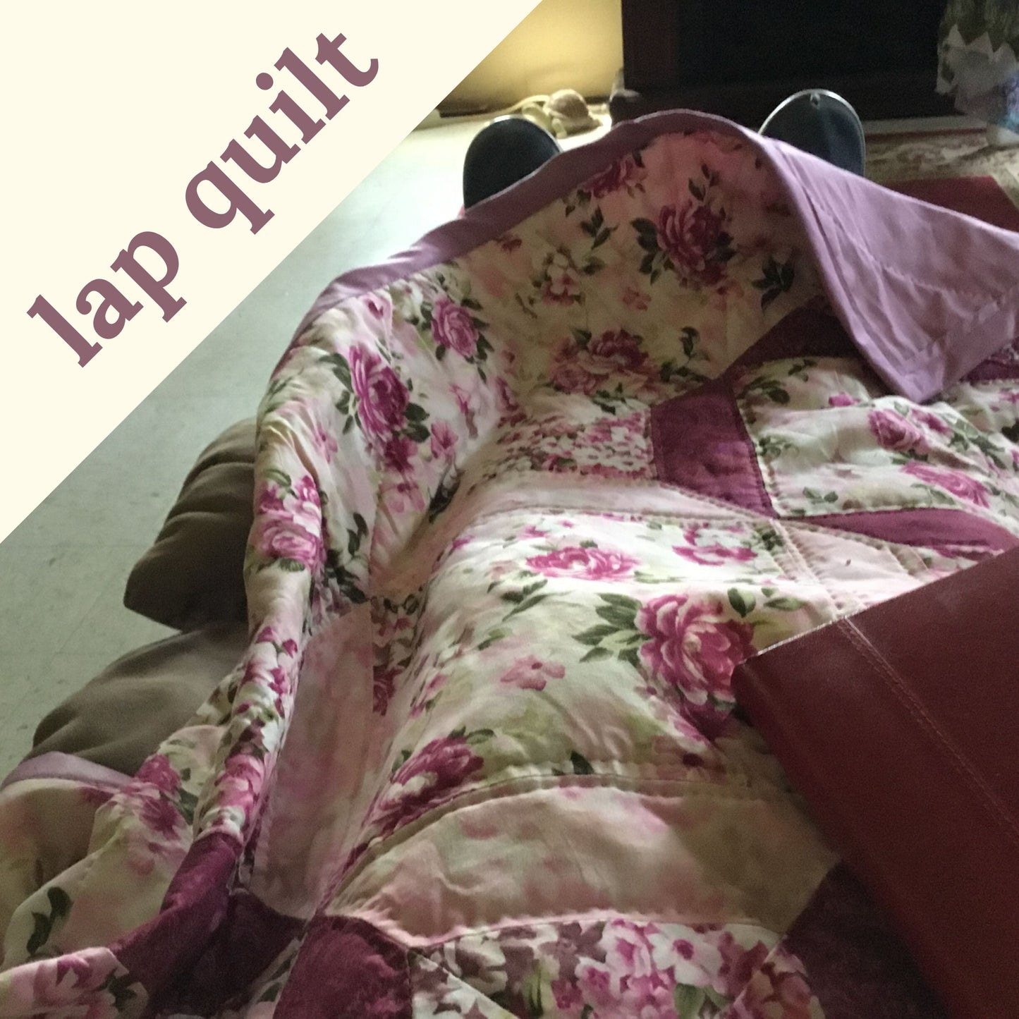 Pink Floral & Roses Lap Quilt/Throw
