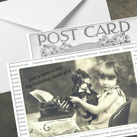 Typing while Thinking of You Postcard with envelope