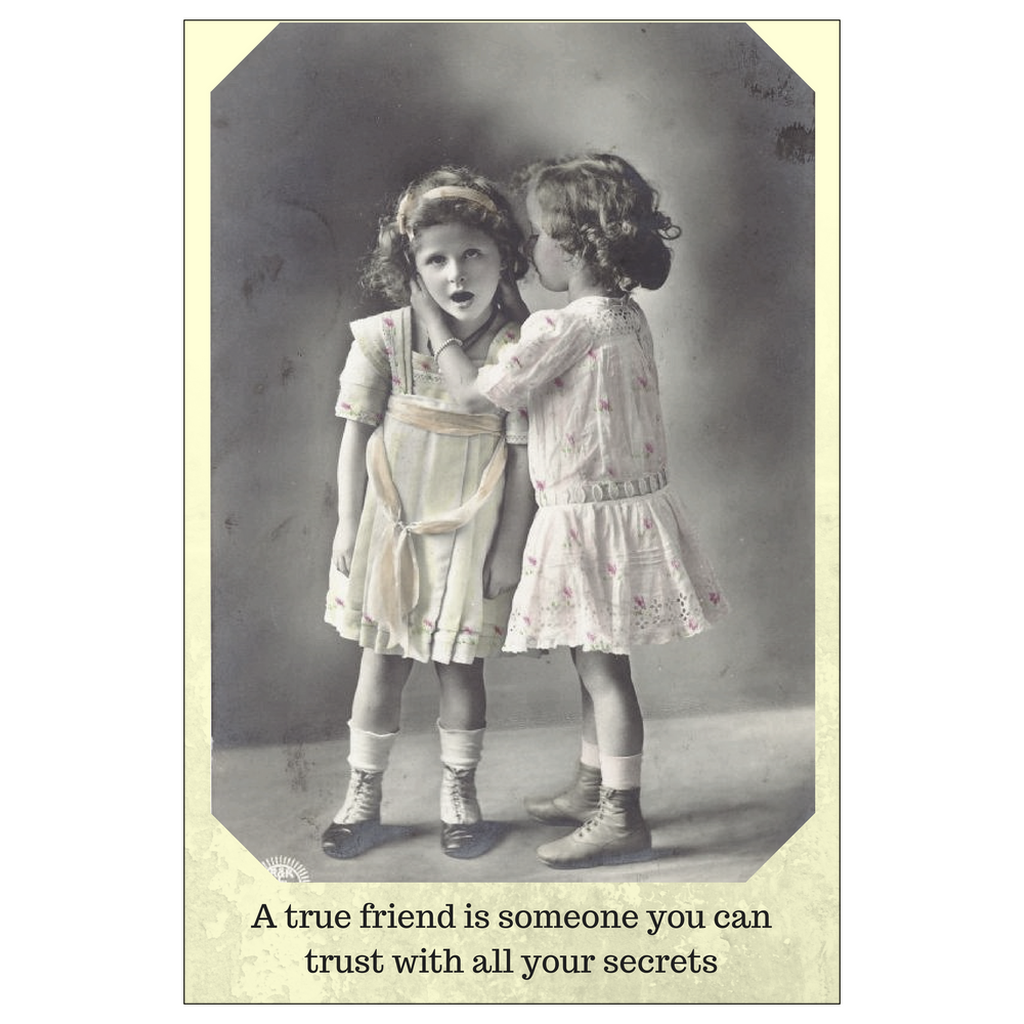 Girls Whispering Secrets Postcard with envelope