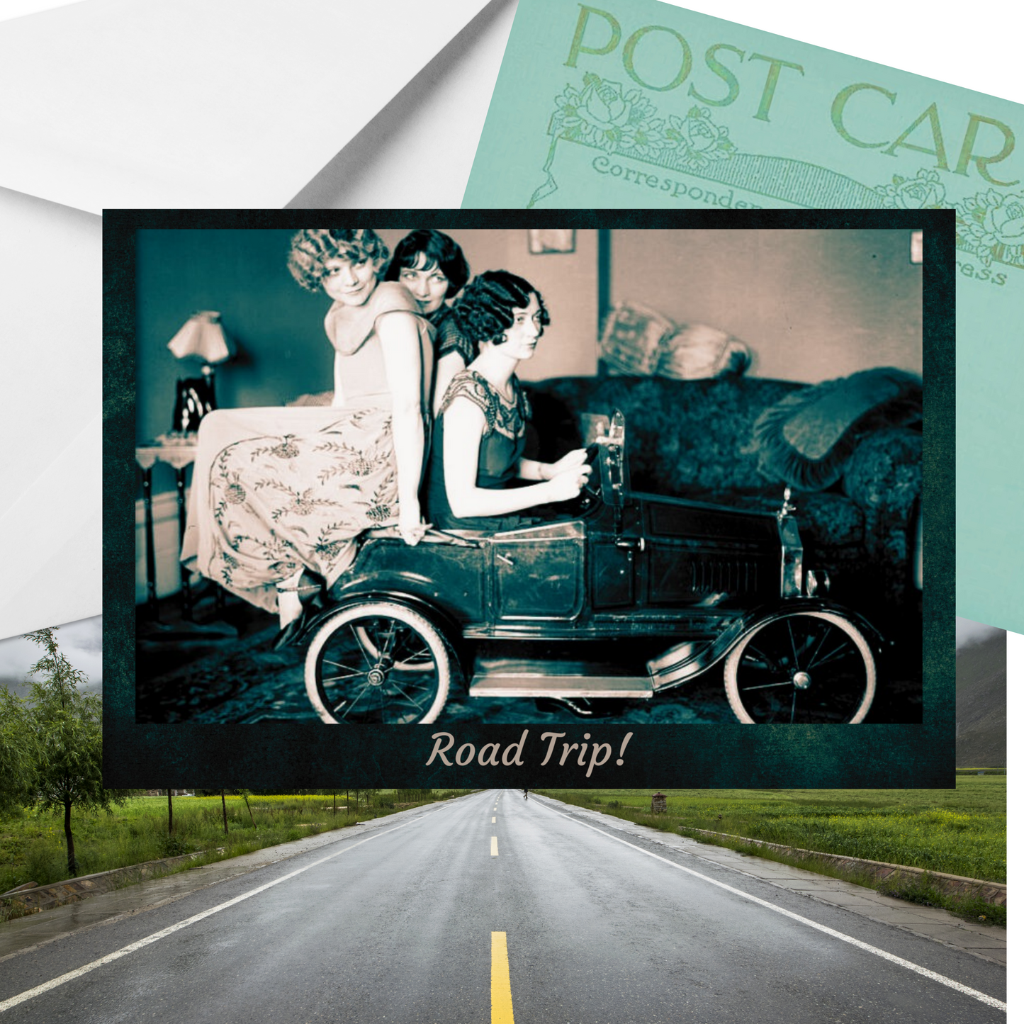 Road Trip Postcard with envelope