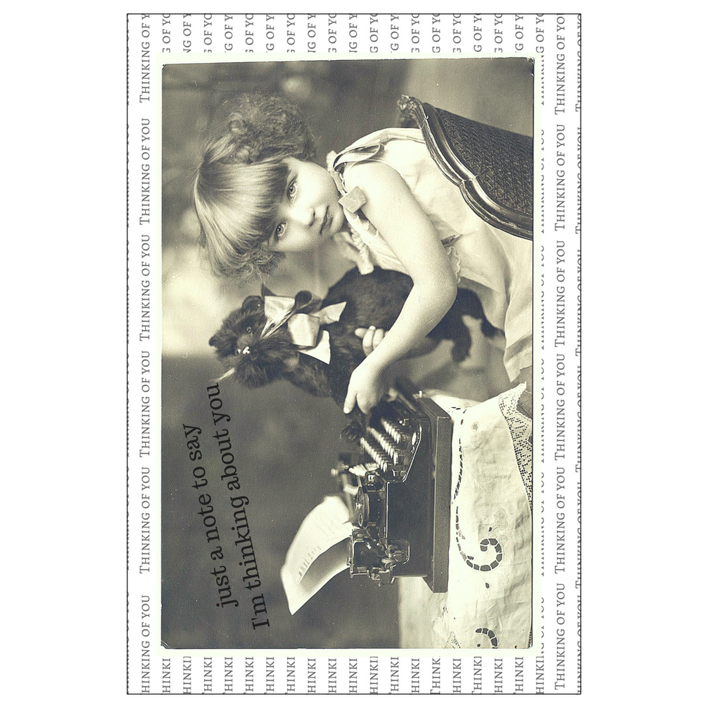 Typing while Thinking of You Postcard with envelope
