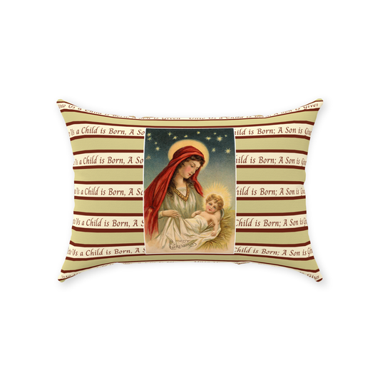 Christmas Throw Pillow-Unto Us a Child is Born