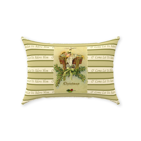 Christmas Throw Pillow: O' Come Let Us Adore Him